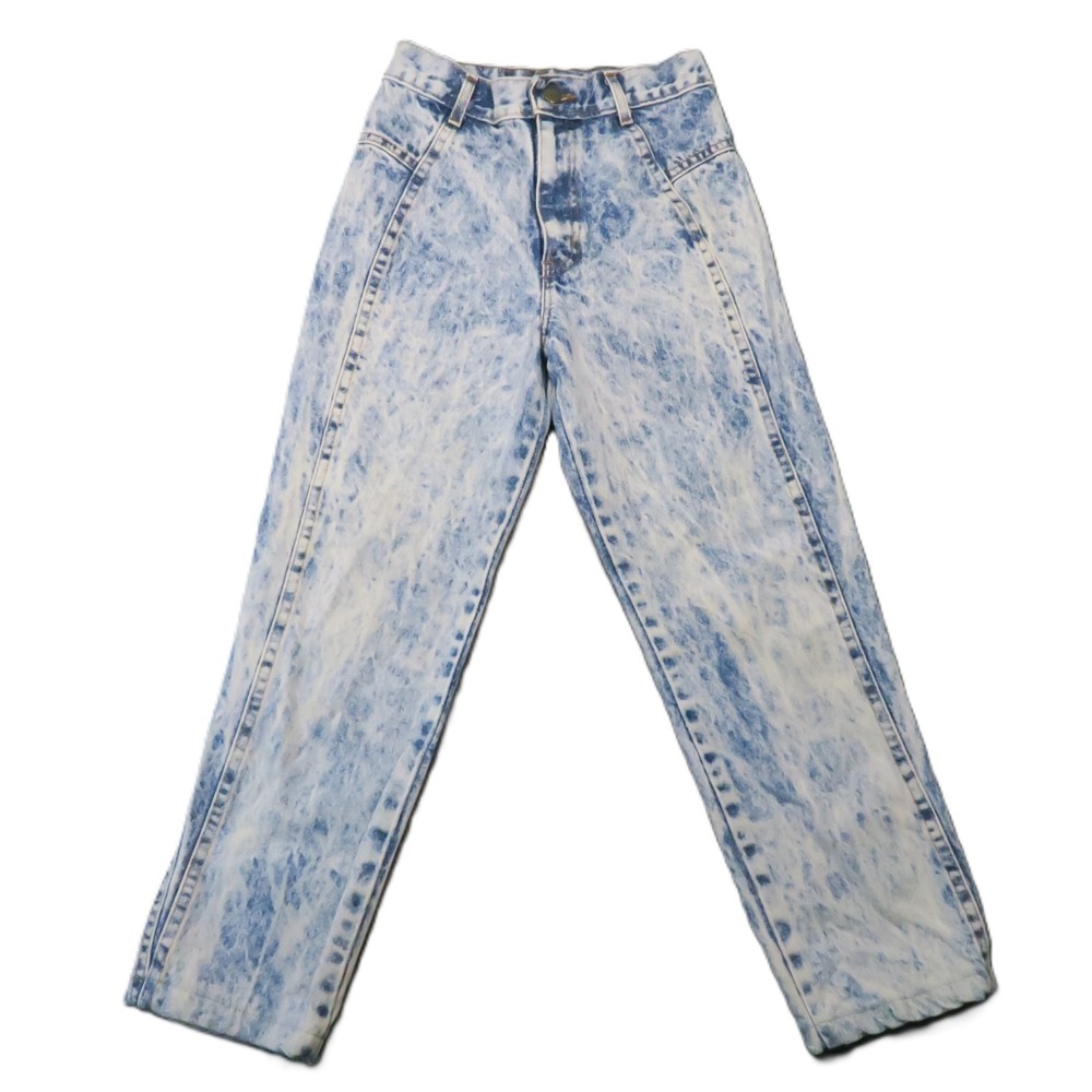 Chic Kids Acid Wash Jeans 12 Blue 22x23 Tapered Leg High Waisted USA Vintage 80s